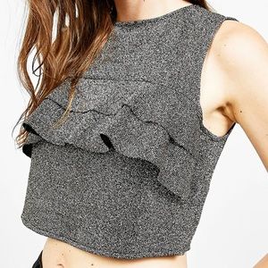 🔥NWT Bershka Night Out Metallic Frilly Crop